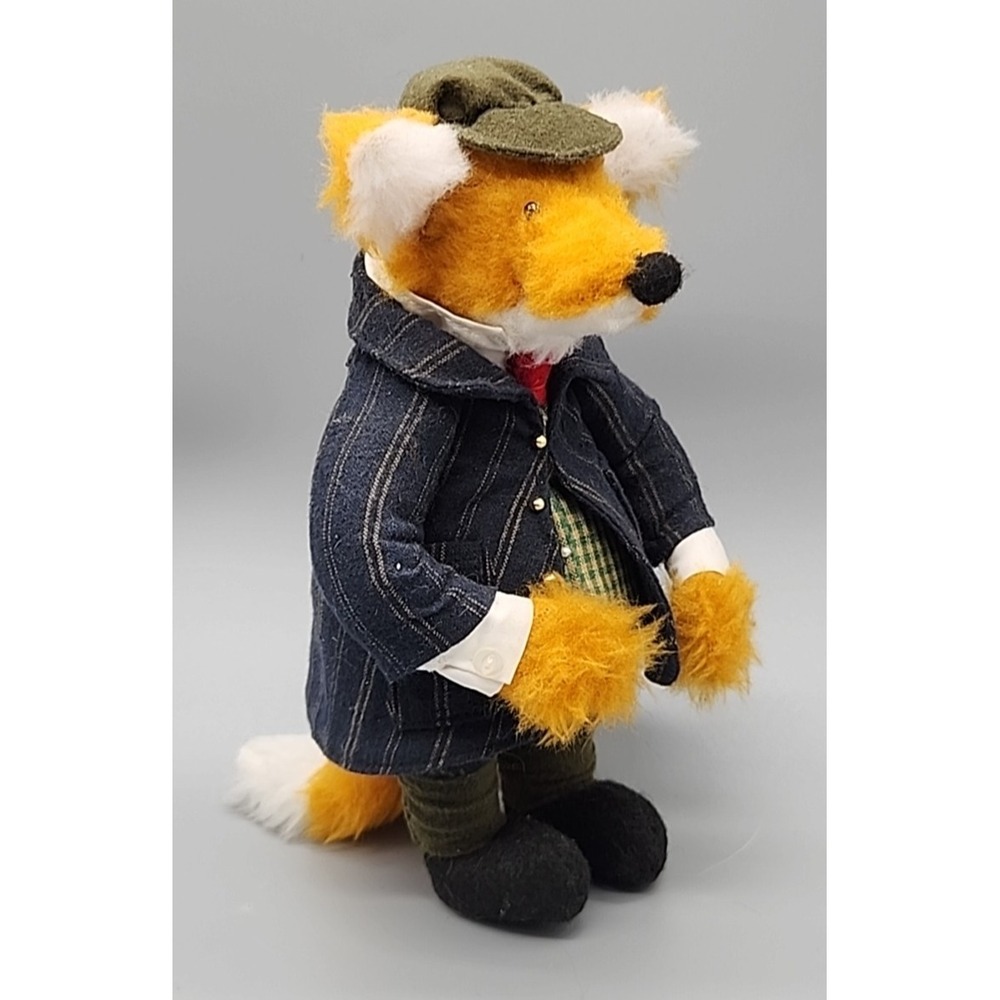 Handmade Fox Plush English Dressed Pinstripe Suit Gentleman 9" RARE